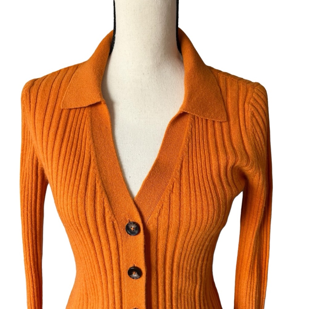 Reformation Orange Ribbed Cardigan - Picture 3 of 9